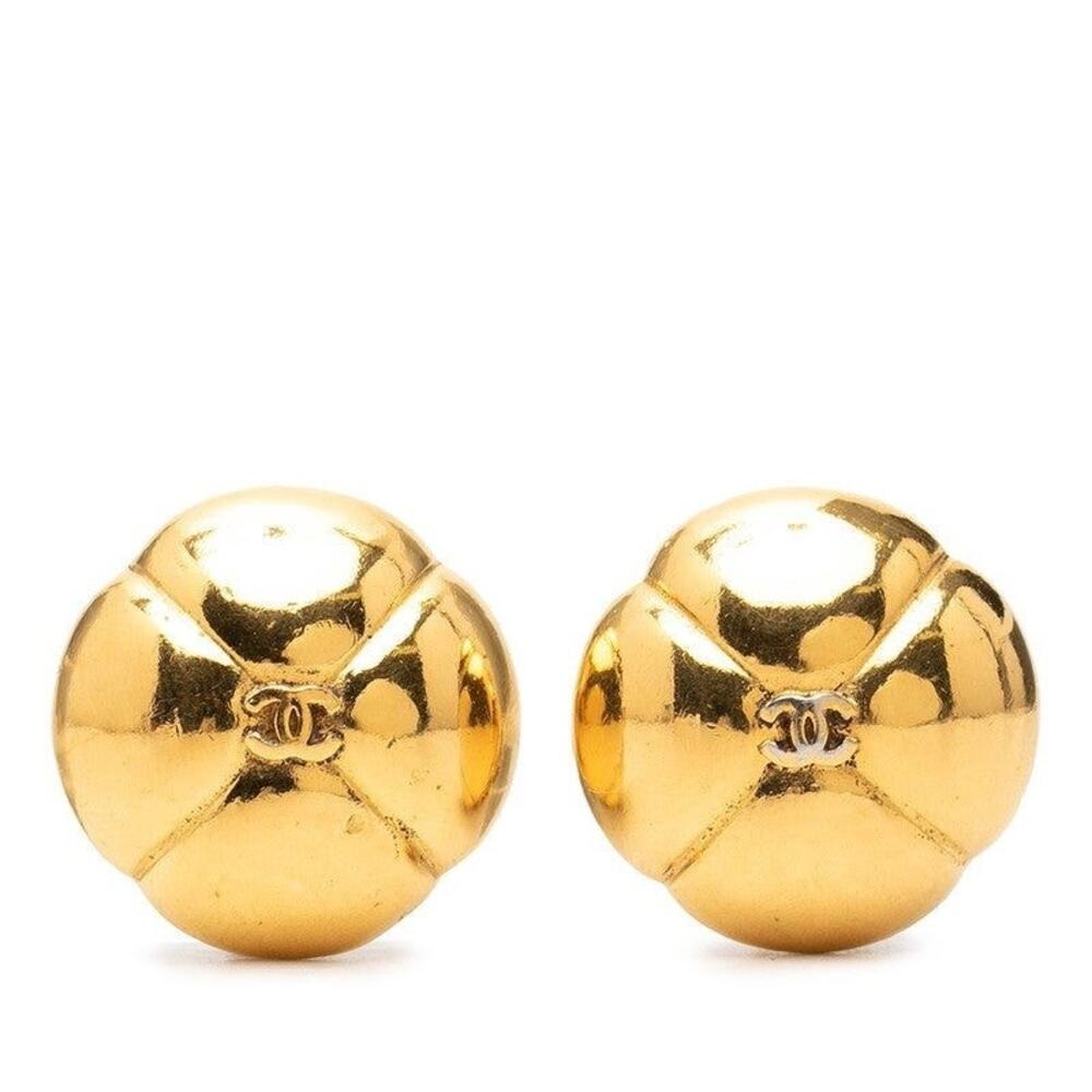 Chanel CC Logo Gold Plated Earrings